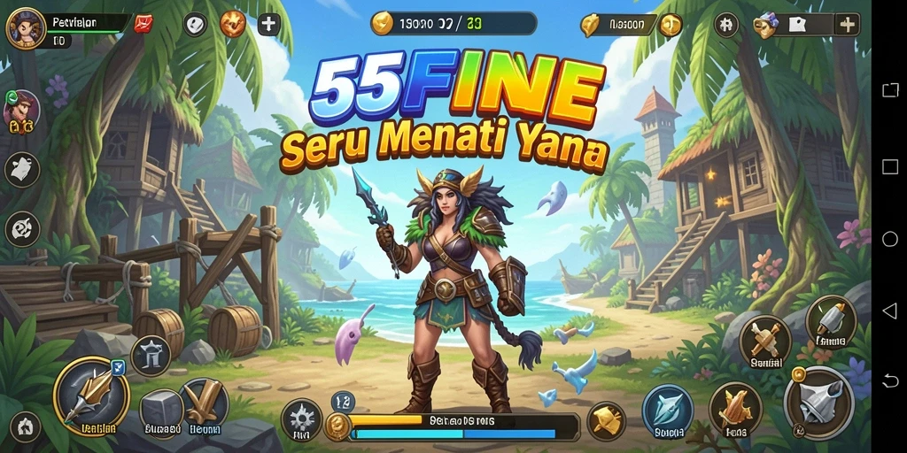 Tampilan gameplay seru dalam petualangan 55FIVE di dunia misterius.