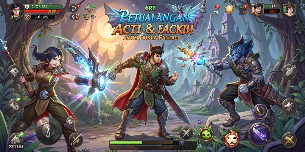 Screenshot gameplay 6RT yang menampilkan aksi seru dalam dunia fantasi.