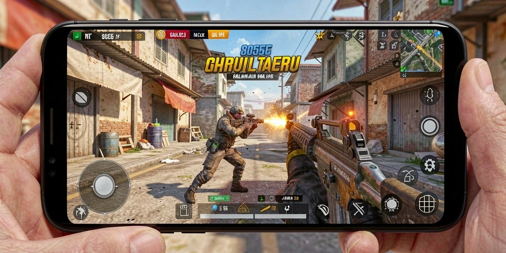 Screenshot menunjukkan aksi gameplay intens di game TPS.