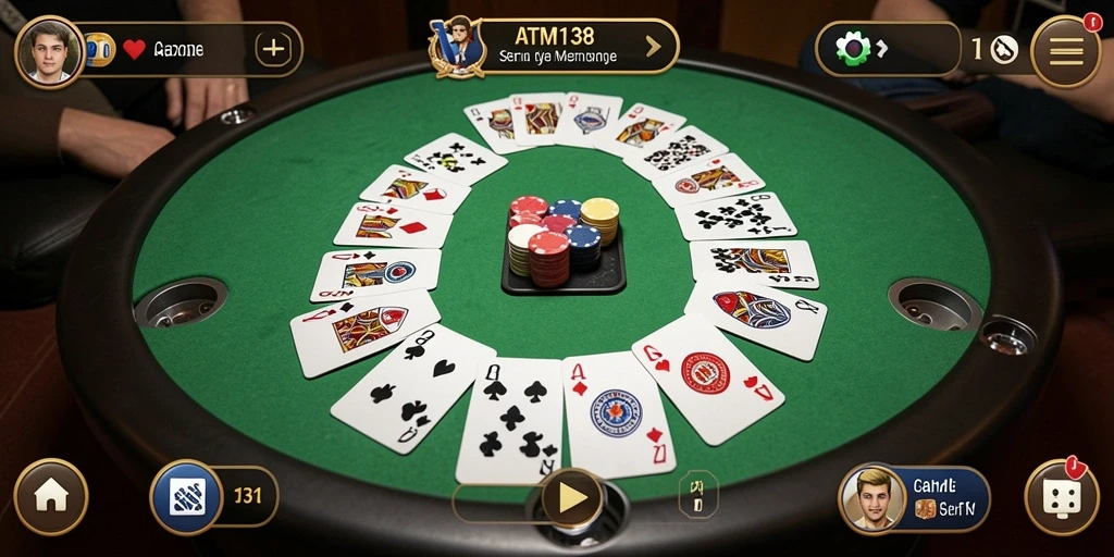 Screenshot gameplay <strong>ATM138</strong> menunjukkan atmosfer permainan Gaple yang seru.