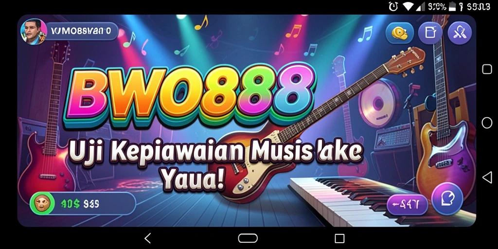 Tampilan gameplay seru BWO888 dengan notasi musik yang menarik.