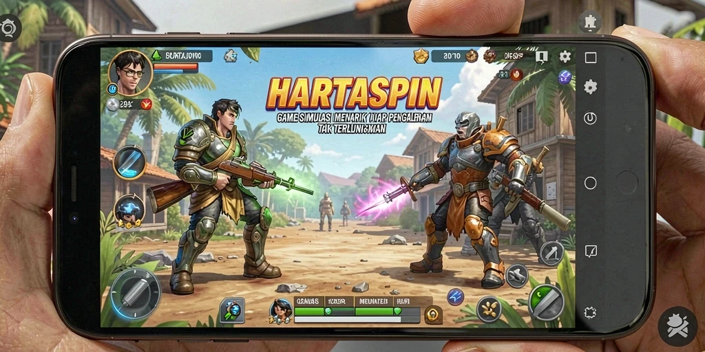 Tangkapan layar gameplay HARTASPIN yang menampilkan suasana simulasi yang mendebarkan.