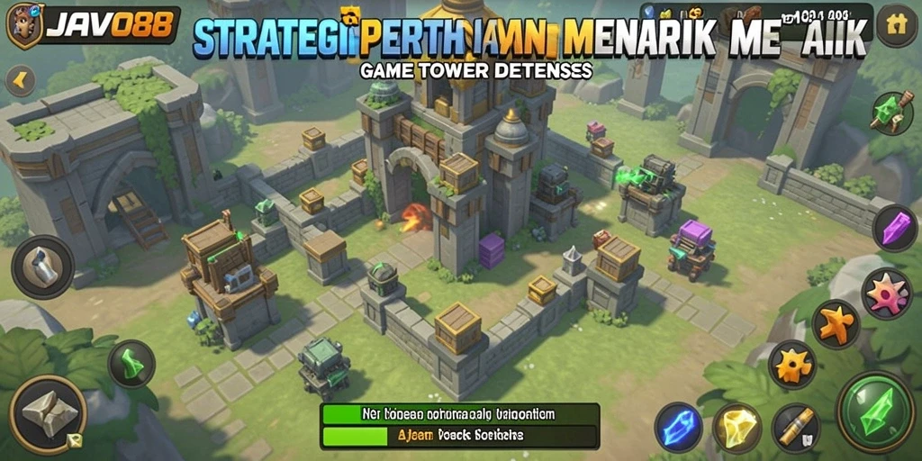 Screenshot utama JAVO88 menampilkan pertempuran intens dalam game Tower Defense.