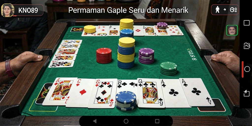 Screenshot gameplay Gaple yang menegangkan di KNO89.