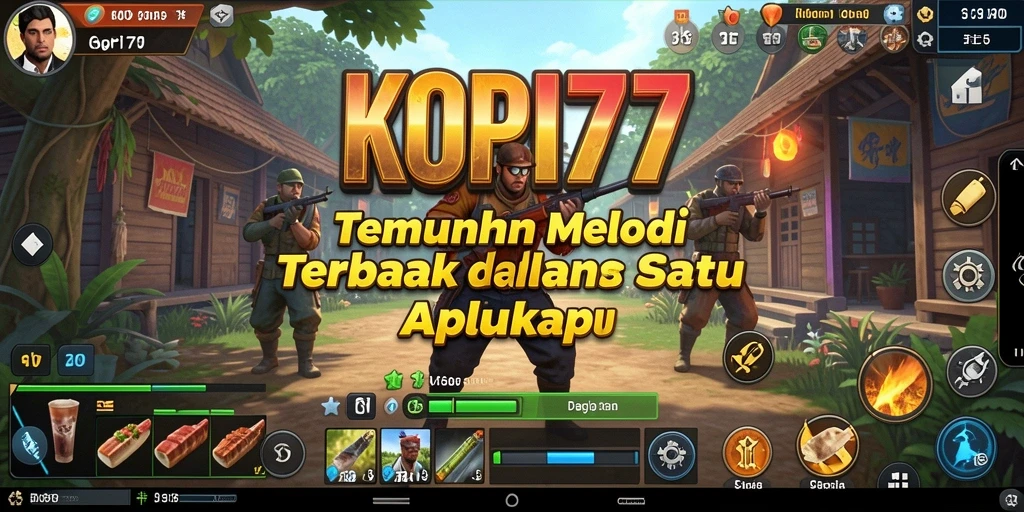 Tampilan screenshot KOPI77 dengan berbagai lagu dan fitur interaktif.