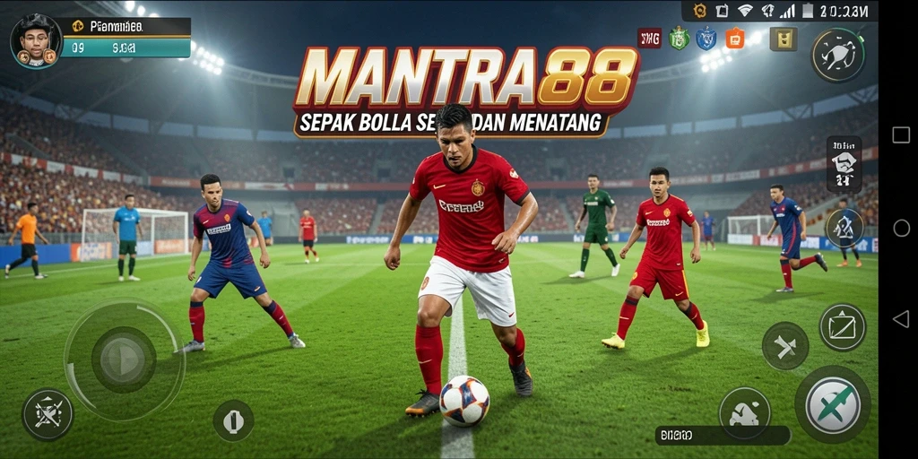 Tampilan gameplay seru dalam permainan sepak bola MANTRA88.