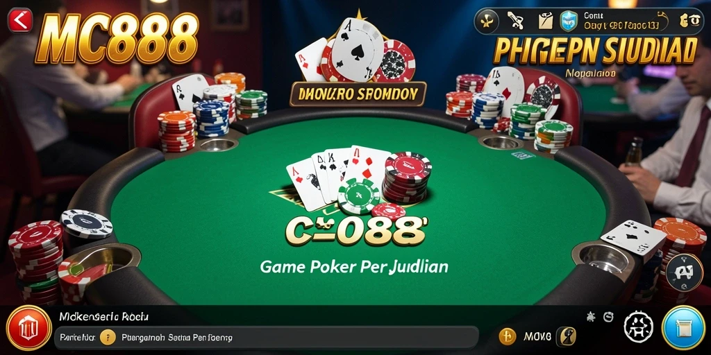 Tampilan gameplay seru dalam MC888, menunjukkan suasana Poker yang menegangkan.