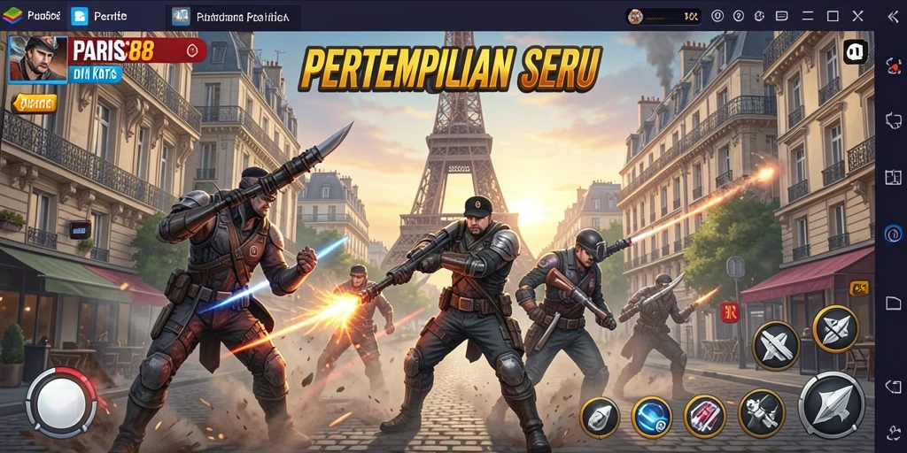 Gameplay seru di <strong>PARIS88</strong> dengan pertempuran aksi mendebarkan.