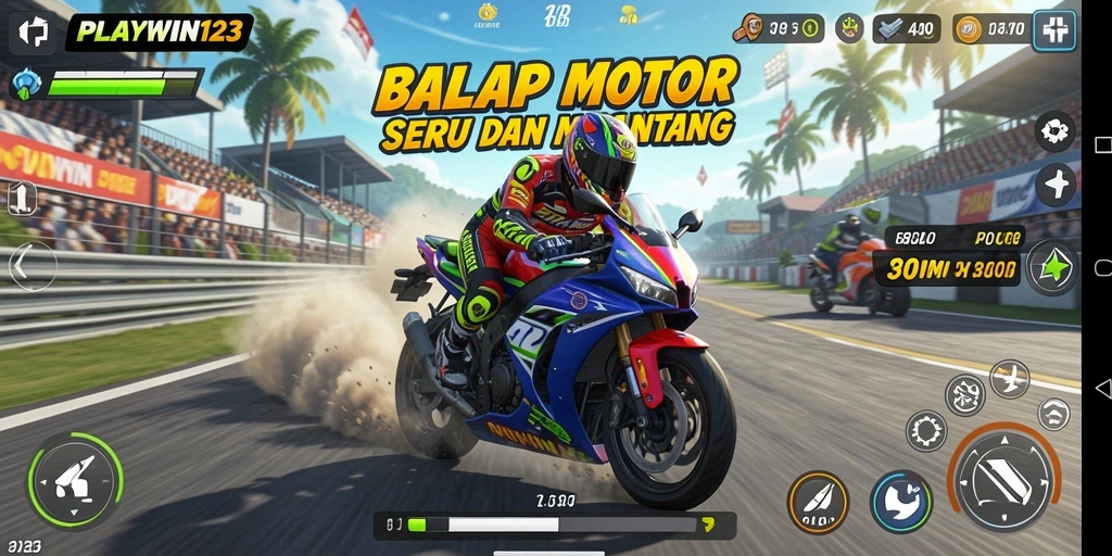 Gameplay menarik dari balapan motor di PLAYWIN123.