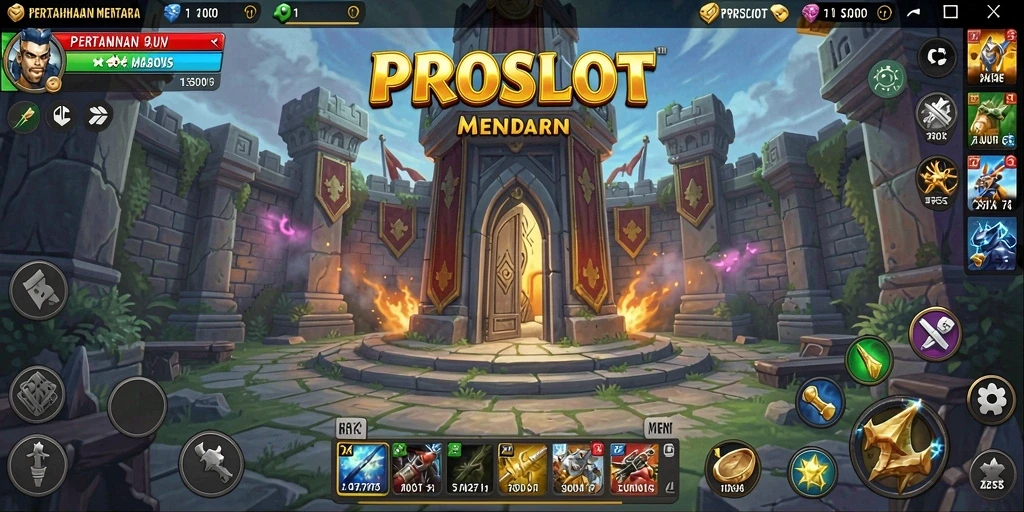 Screenshot PROSLOT menampilkan aksi seru dalam Tower Defense.