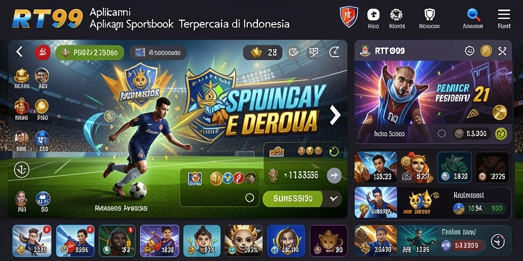 Tampilan gameplay Sportsbook yang menarik dan interaktif dalam RT99.