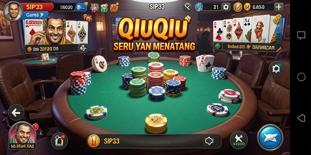 Tampilan screenshot utama SIP33 yang menunjukkan keseruan gameplay QiuQiu.