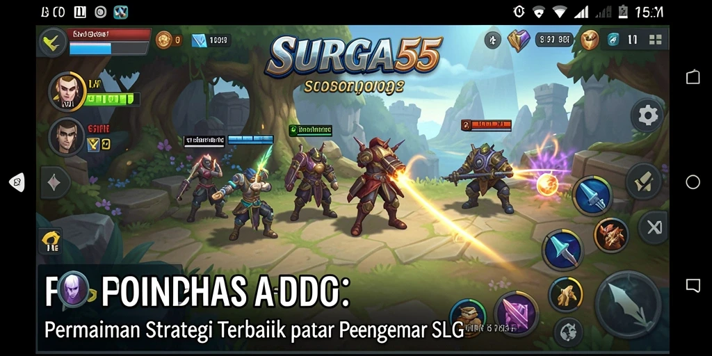Tampilan gameplay SURGA55 dengan pertempuran strategis yang mendebarkan.