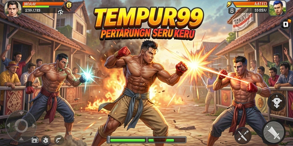 Gameplay TEMPUR99 yang seru dan mendebarkan di arena pertarungan.