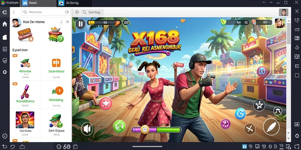 Screenshot utama gameplay X168 menampilkan aksi seru dalam game arcade.